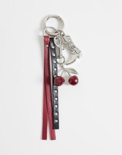 ASOS DESIGN ASOS DESIGN cowboy boot and cherry charm carabiner jeans clip in red-Multi
