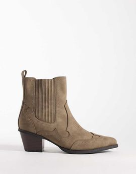 ASOS DESIGN ASOS DESIGN cowboy chelsea boots in taupe suedette with cuban heels-Neutral