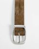 ASOS DESIGN ASOS DESIGN cowhide hair belt with rounded brushed silver buckle in brown - 2