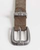 ASOS DESIGN ASOS DESIGN cowhide hair belt with silver-tone western buckle in brown-Gray - 2