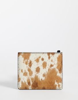ASOS DESIGN ASOS DESIGN cowhide hair cardholder in brown-Black