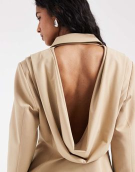 ASOS DESIGN ASOS DESIGN cowl back blazer in stone-Neutral