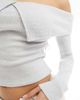 ASOS DESIGN ASOS DESIGN cozy knit fold over bardot top in gray - 3
