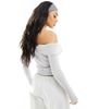ASOS DESIGN ASOS DESIGN cozy knit fold over bardot top in gray - 4