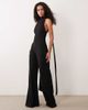 ASOS DESIGN ASOS DESIGN crepe scarf detail jumpsuit with plunge back in black - 1