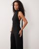 ASOS DESIGN ASOS DESIGN crepe scarf detail jumpsuit with plunge back in black - 2