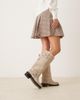 ASOS DESIGN ASOS DESIGN Crest suede harness moto knee boots in stone-Neutral - 2