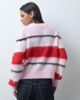 ASOS DESIGN ASOS DESIGN crew neck boxy sweater in brushed stripe in pink-MULTI - 4