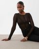 ASOS DESIGN ASOS DESIGN crew neck button down long sleeve top with split in black - 1