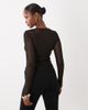 ASOS DESIGN ASOS DESIGN crew neck button down long sleeve top with split in black - 3