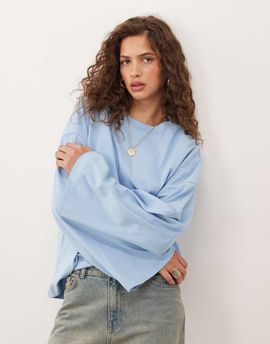 ASOS DESIGN ASOS DESIGN crew neck kimono long sleeve T-shirt in blue