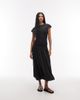 ASOS DESIGN ASOS DESIGN crew neck midi dress with popcorn shirred bodice in navy - 1