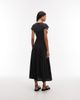 ASOS DESIGN ASOS DESIGN crew neck midi dress with popcorn shirred bodice in navy - 4