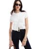 ASOS DESIGN ASOS DESIGN crew neck short sleeve cardigan in cream-White - 1