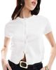 ASOS DESIGN ASOS DESIGN crew neck short sleeve cardigan in cream-White - 3