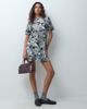 ASOS DESIGN ASOS DESIGN crew neck t-shirt mini dress with pleated hem in gray tapestry-MULTI - 1