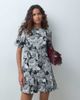 ASOS DESIGN ASOS DESIGN crew neck t-shirt mini dress with pleated hem in gray tapestry-MULTI - 3