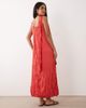 ASOS DESIGN ASOS DESIGN crinkle scoop neck maxi dress with scarf detail in red-No color - 2
