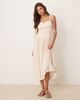 ASOS DESIGN ASOS DESIGN crinkle shirred bodice tie strap cami midi sundress in stone-Neutral - 1