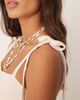 ASOS DESIGN ASOS DESIGN crinkle shirred bodice tie strap cami midi sundress in stone-Neutral - 3