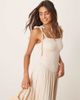 ASOS DESIGN ASOS DESIGN crinkle shirred bodice tie strap cami midi sundress in stone-Neutral - 4
