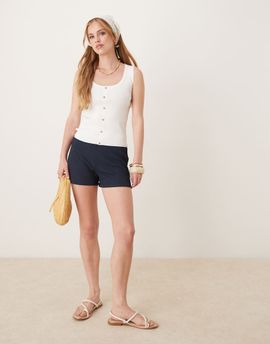ASOS DESIGN ASOS DESIGN crinkle short in navy blue-Yellow