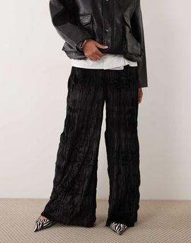 ASOS DESIGN ASOS DESIGN crinkle velvet wide leg pants in black
