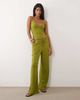ASOS DESIGN ASOS DESIGN crinkle wide leg drawstring pants in green - part of a set - 1