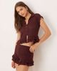 ASOS DESIGN ASOS DESIGN crochet button up top with ruffle sleeves and hem in berry - part of a set-Red - 1