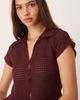 ASOS DESIGN ASOS DESIGN crochet button up top with ruffle sleeves and hem in berry - part of a set-Red - 2