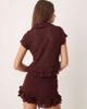 ASOS DESIGN ASOS DESIGN crochet button up top with ruffle sleeves and hem in berry - part of a set-Red - 3
