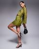 ASOS DESIGN ASOS DESIGN crochet floral sequin mini skirt in olive green - part of a set - 3