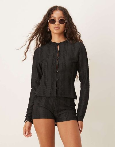 ASOS DESIGN ASOS DESIGN crochet frill micro shorts in black - part of a set