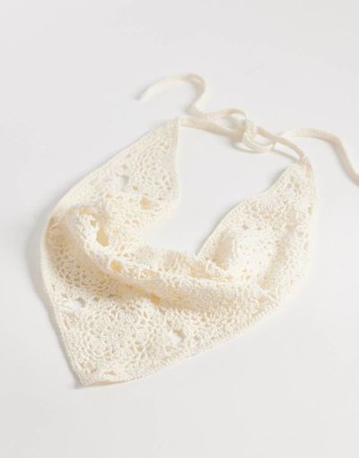 ASOS DESIGN ASOS DESIGN crochet knit headscarf in cream-White