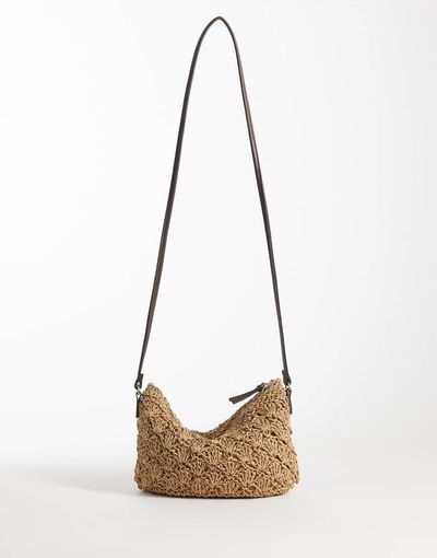 ASOS DESIGN ASOS DESIGN crochet straw shell crossbody bag in natural-Neutral