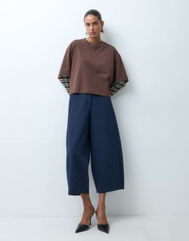 ASOS DESIGN ASOS DESIGN cropped barrel tailored pants-Navy