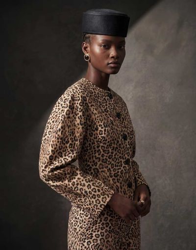 ASOS DESIGN ASOS DESIGN cropped cinched blazer in leopard print set-Multi