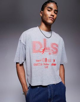 ASOS DESIGN ASOS DESIGN cropped oversized t-shirt with athletic graphic in heather gray