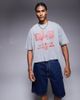 ASOS DESIGN ASOS DESIGN cropped oversized t-shirt with athletic graphic in heather gray - 4