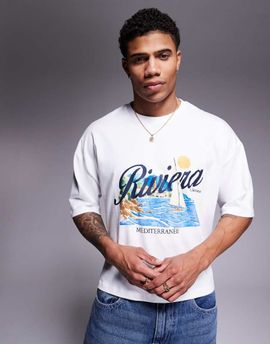 ASOS DESIGN ASOS DESIGN cropped oversized t-shirt with sailing graphic in white
