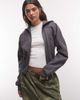 ASOS DESIGN ASOS DESIGN cropped panelled zip up hoodie in charcoal-Gray - 1