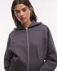 ASOS DESIGN ASOS DESIGN cropped panelled zip up hoodie in charcoal-Gray - 3