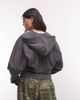 ASOS DESIGN ASOS DESIGN cropped panelled zip up hoodie in charcoal-Gray - 4