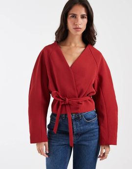 ASOS DESIGN ASOS DESIGN cropped rounded shoulders blazer in red
