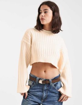 ASOS DESIGN ASOS DESIGN cropped sweater with wide rib knit-White