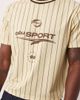 ASOS DESIGN ASOS DESIGN cropped T-shirt with stripe and graphic in cream sports fabric-Yellow - 3