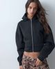 ASOS DESIGN ASOS DESIGN cropped zip through hoodie in black scuba-style fabric - 1