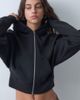 ASOS DESIGN ASOS DESIGN cropped zip through hoodie in black scuba-style fabric - 3