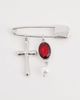 ASOS DESIGN ASOS DESIGN cross and stone safety pin brooch in silver tone - 2