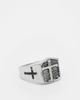 ASOS DESIGN ASOS DESIGN cross detail signet ring in burnished silver - 1